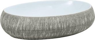 vidaXL Vidaxl - Lavabo Sobre Encimera Ovalado Cer&aacute;mica Gris Y Azul 59x40x15 Cm