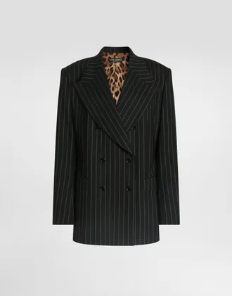 Dolce & Gabbana Double-breasted Jacket In Pinstripe Wool - Woman Blazers Multi-colored 36