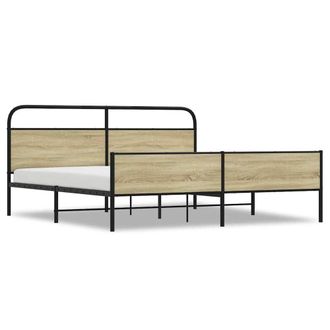 Berkfield Home Metal Bed Frame without Mattress Sonoma Oak 200x200 cm in Light Tan