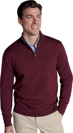 CHARLES TYRWHITT Pure Merino Zip Neck Sweater in Burgundy Red at Nordstrom, Size X-Large