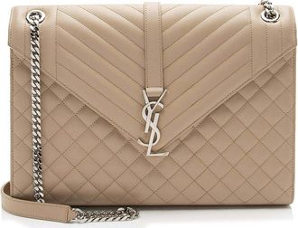 Saint Laurent Mixed Matelass&eacute; Grain De Poudre Monogram Large Shoulder Bag (Authentic Pre-Loved)