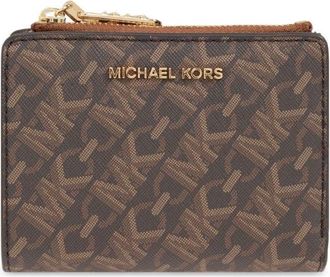 Michael Michael Kors logo print wallet - women - Polyurethane - One Size - Brown