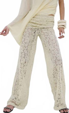 De La Vali Rocio Trouser In Antique Yellow Lace