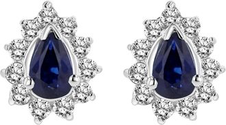 Diana M. Jewels 0.80cttw Diamond and Sapphire Earring in 14k Gold