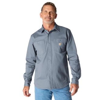 Carhartt Work in Progress Montana Rugged Flex Shirt Mens Faded Navy Corduroy Button Up JAX1640