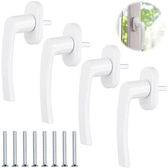 OEM Piezas De Manijas De Ventana, Manijas De Ventana De Pvc Sin Cilindro De Bloqueo Con 8 Tornillos, Manija De Ventana De Aluminio Blanco De 35 Mm De Long