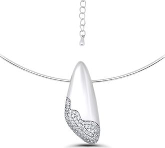 Christian Siriano Cubic Zirconia Pav&eacute; Sculptural Collar Necklace in Silver at Nordstrom Rack, Size 18