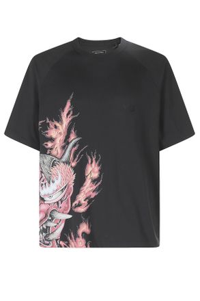 Yohji Yamamoto Black Gfx Ss Tee Cotton T-Shirt