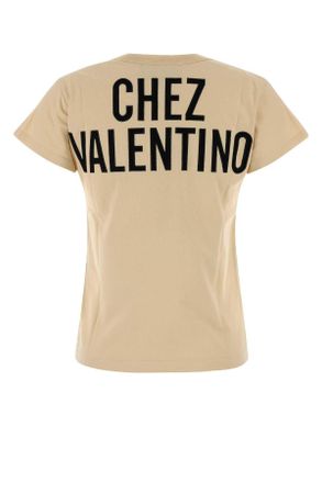 Valentino Garavani Womens Cream Cotton T-Shirt Betullanero Exterior