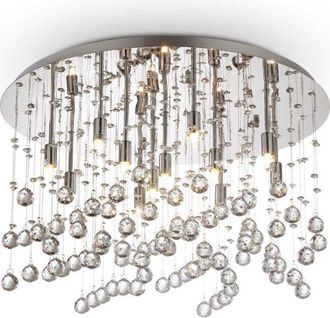 Ideal Lux Ideal Lux - Moonlight - L&aacute;mpara Colgante De Techo Semi Empotrada Grande De 12 Luces, Cromada, G9