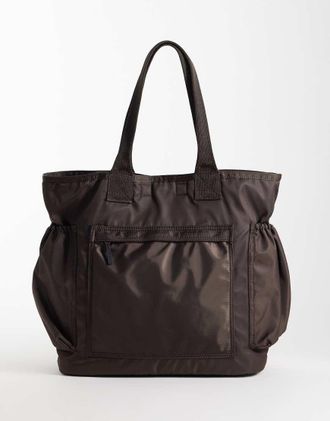Selected Borsa shopping selezionata con tasca per laptop marrone cioccolato