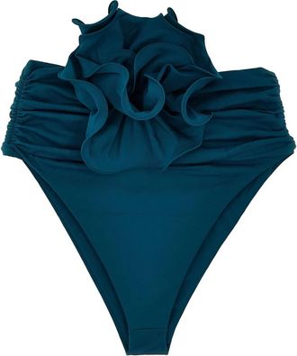 Magda Butrym Bikinislip met bloemdetail - Blauw