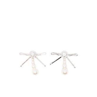 Shushu/Tong Earrings, female, White, Size: ONE SIZE Pearl Bow Drop Earrings