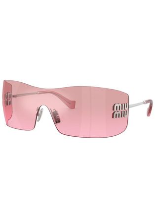Miu Miu Rectangle-frame Sunglasses - Pink - One Size