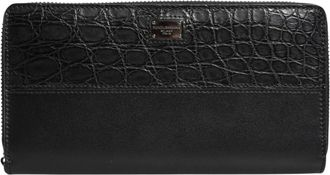 Dolce & Gabbana Luxe Struisvogelleer Portemonnee met Ruime Opslag - Heren - Portefeuilles - Zwart - ONE Size - Leer - Accessoires