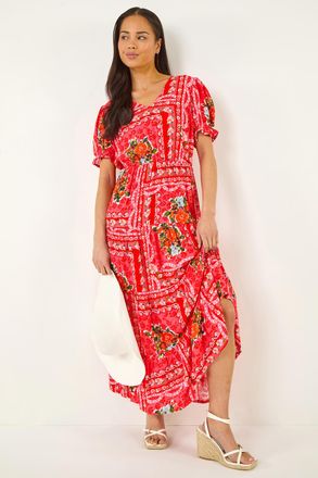 Roman Abstract Print Midi Dress