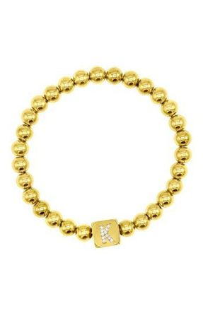 Adornia Crystal Initial Stretch Bracelet in Gold-K at Nordstrom Rack