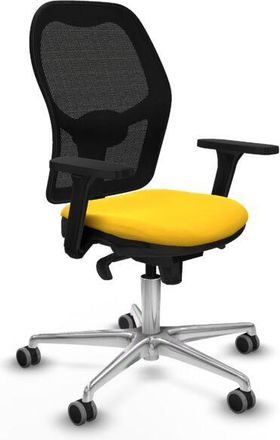 Piqueras y Crespo Piqueras Y Crespo - Jorquera Sincro Malla Negra Similpiel Amarillo Brazos 3d Base Aluminio Ruedas 65mm Engomada