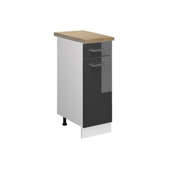 Vicco Mueble Bajo De Cocina R-line, Antracita Alto Brillo, 30 Cm, Et Roble