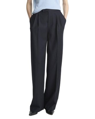 Vince Mid Rise Pleated Wide Leg Wool-Blend Trouser