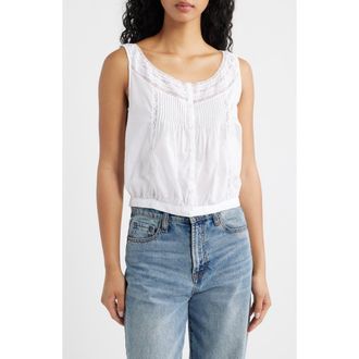 Madewell Lace Inset Pintuck Sleeveless Top in White at Nordstrom, Size Xx-Large
