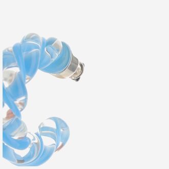 Bottega Veneta Womens Twisted Hoop Earrings Blue Glass