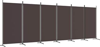 vidaXL Biombo Divisor De 6 Paneles De Tela Marr&oacute;n 520x180 Cm Vidaxl