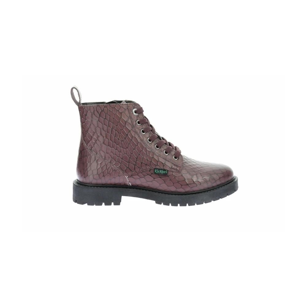 Kickers 948031-30 Stivali Da Ragazza – Pelle, Fodera In Pelle, Suola Gomma, Chiusura Cerniera