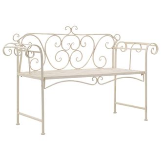 vidaXL Vidaxl - Banco De Jard&iacute;n Metal Blanco Envejecido 132 Cm