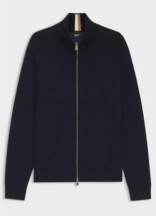 HUGO BOSS Zip-Up Cardigan In Cotton And Virgin Wool, Size XX-Large