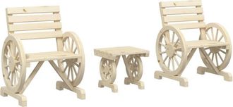 vidaXL Juego De Muebles De Jard&iacute;n 3 Piezas Madera Maciza De Abeto Vidaxl