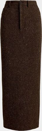Ralph Lauren Collection Fontaine Wool-Blend Donegal Tweed Maxi Skirt
