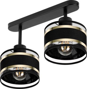 OEM L&aacute;mpara De Techo Negra Con Pantallas, Metal Industrial, 2xe27, Iluminaci&oacute;n Led Moderna Para Sal&oacute;n, Cocina, Dormitorio, Habitaci&oacute;n Infantil, Loft