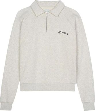 Flaneur Signature Raglan Half Zip - Heren - Vesten met rits - Grijs - S - Katoen - Hoodies & sweatvesten