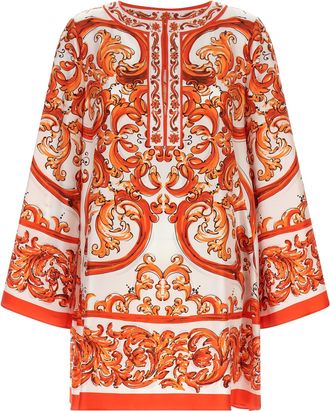 Dolce & Gabbana Orange Silk Short Womens Dress