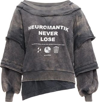 Diesel F Strat grey distressed cotton Neuromatic Never Lose sweater XS