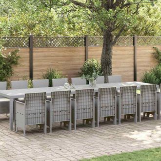 vidaXL Conjunto De Comedor De Jard&iacute;n 15 Pcs Gris Claro Ratan Polt Vidaxl