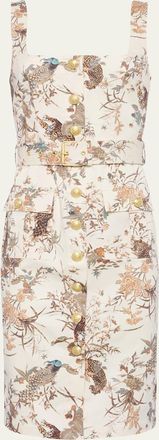 L'agence Tapestry Jungle Idy Button-Front Tank Dress