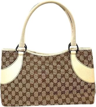 Gucci Pre-owned Handbags, female, Beige, Size: ONE SIZE Pre-owned GG Canvas Tote Bag