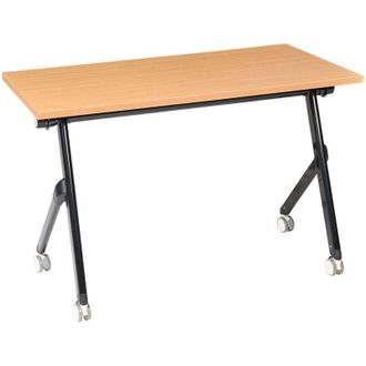 Beliani Scrivania pieghevole moderna rettangolare con rotelle Tavolo mobile portatile 120 x 60 cm Struttura in metallo Marrone e nero Bendi