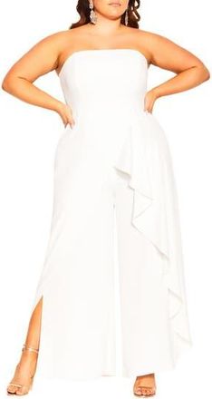 City Chic Attract Strapless Jumpsuit in Ivory at Nordstrom Rack, Size Xs/14W