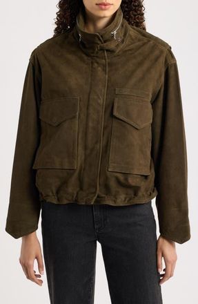AllSaints Clay Suede Jacket in Khaki Green at Nordstrom, Size Medium