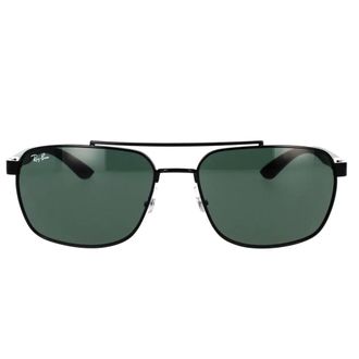 Ray-Ban Sunglasses, unisex, Black, 59 MM, Rectangular Sunglasses Green Lenses Dark