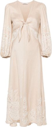 Dorothee Schumacher embroidered linen dress - women - Linen/Flax/Cotton - 5 - Neutrals