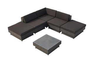 Concept Usine Conjunto de jard&iacute;n rinconera de resina trenzada negra