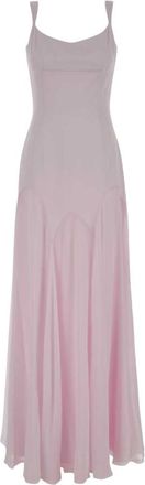 Alexander McQueen Pink Solid Scoop Neck Maxi Dress