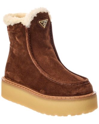Prada Suede & Shearling Bootie