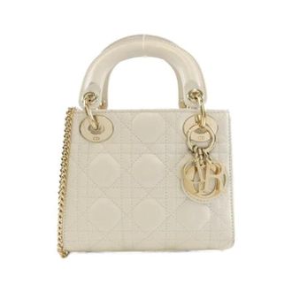 Dior Pre-owned Lady Dior Mini Lambskin Shoulder Bag - Dames - Pre-owned - Beige - Maat: ONE Size Leer