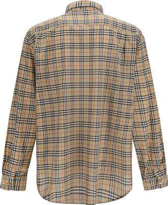 Burberry Mens Check All-Over Cotton Shirt Sand Ip