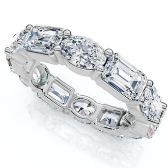 Pompeii3 6 1/2Ct Oval & Emerald Diamond Eternity Ring 14k Gold or Platinum Lab Grown